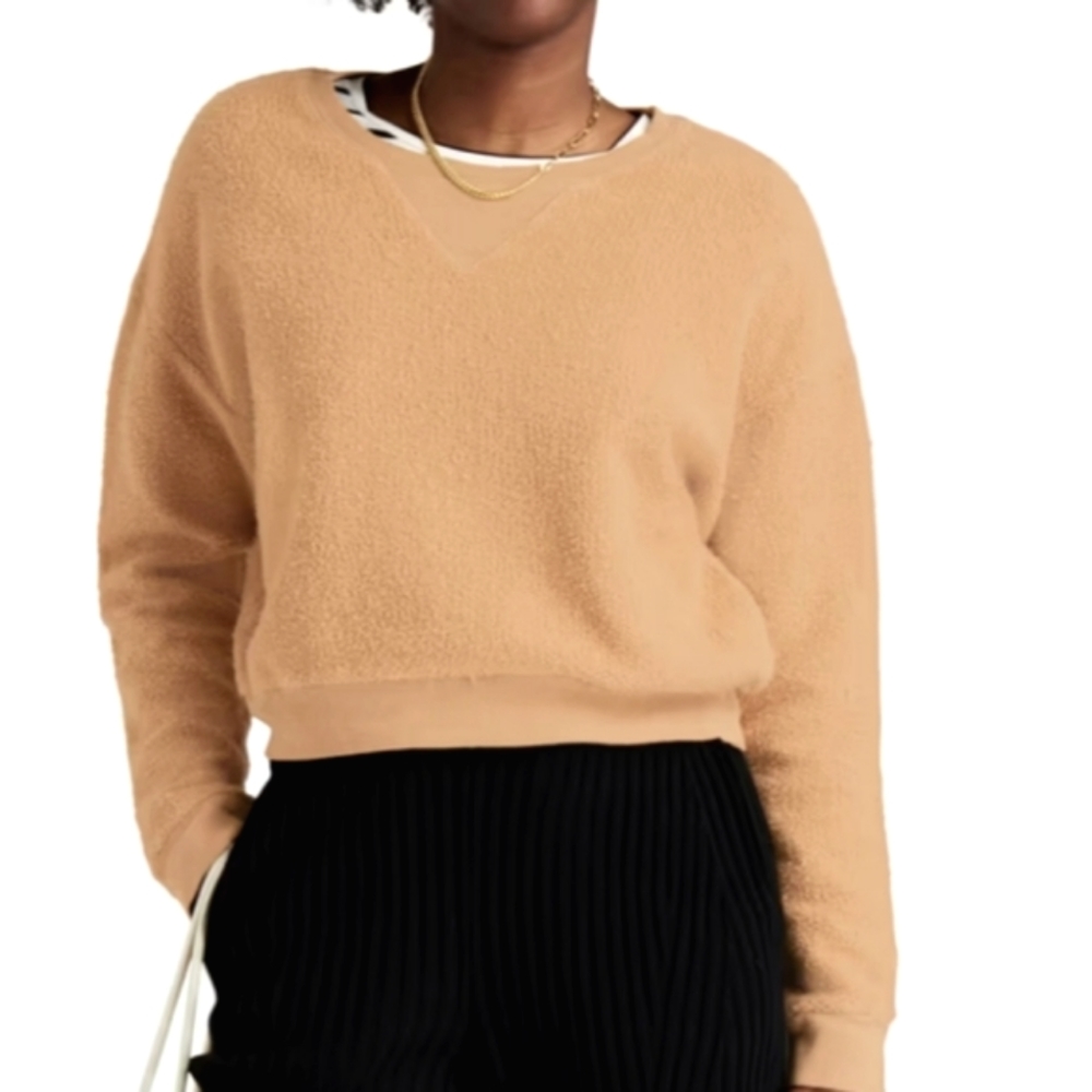 Monrow Fleece Textured‎ Sweatshirt Caramel Tan